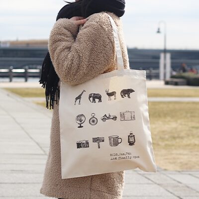 8ozコットンバッグ(L)ワイド+