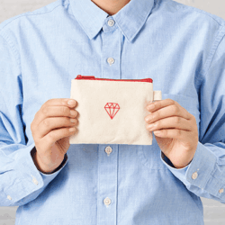 カラーファスナーコットンフラットポーチ(SS)