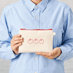 カラーファスナーコットンフラットポーチ（S）