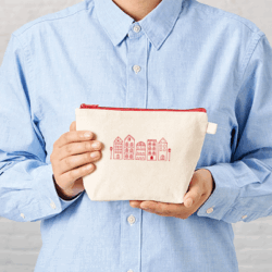 カラーファスナーコットンレターポーチミニ