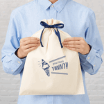 カラーリボンコットン巾着(L)