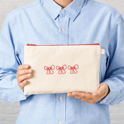 カラーファスナーコットンフラットポーチ（M）