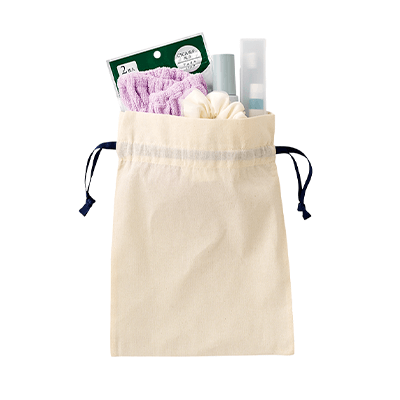 カラーリボンコットン巾着(M)