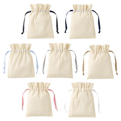 カラーリボンコットン巾着(S)