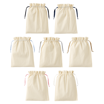 カラーリボンコットン巾着(L)