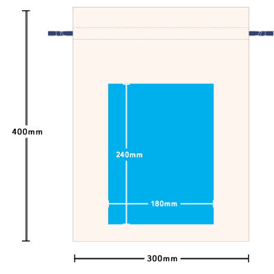 カラーリボンコットン巾着(L)